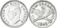 New Zealand 3 Pence Coin, George VI, British Royal Mint -