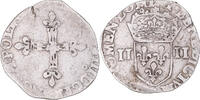 France 1/4 Ecu Coin, Henri III, Rennes, Silver, Gadoury:494 -