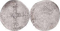 France 1/4 Ecu Coin, Henri III, Silver, Gadoury:494 -