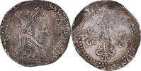 France 1/4 Franc au col plat Coin, Henri III, Silver -