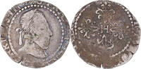 France 1/4 Franc au col plat Coin, Henri III, Rouen, Silver -