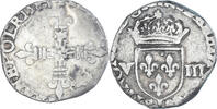 France 1/8 Ecu Coin, Henri III, Bayonne, rogné, Silver -