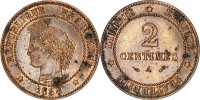 France 2 Centimes Coin, Cérès, Paris, Bronze, KM:827.1 -