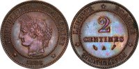 France 2 Centimes Coin, Cérès, Paris, Bronze, KM:827.1 -