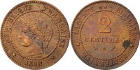 France 2 Centimes Coin, Cérès, Paris, Bronze, KM:827.1 -