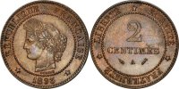 France 2 Centimes Coin, Cérès, Paris, Bronze, KM:827.1 -