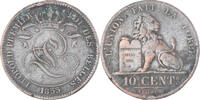 Belgium 10 Centimes Coin, Leopold I, Brussels, Copper, KM:2.1 -