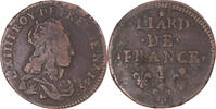France Liard Coin, Louis XIV, Limoges, Copper, KM:192.9 -