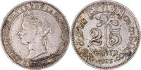 Ceylon 25 Cents Coin, Victoria, London, Silver, KM:95 -