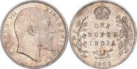INDIA-BRITISH Rupee Coin, Edward VII, Calcutta, Silver -