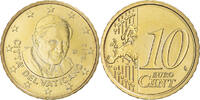 VATICAN CITY 10 Euro Cent Pape Benoit XVI, Rome, Brass, KM:385 -