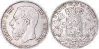 Belgium 5 Francs Coin, Leopold II, Brussels, Silver, KM:24 -