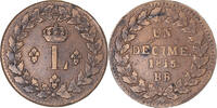 France Decime Coin, Louis XVIII, Strasbourg, Bronze, KM:701 -