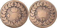 France Decime Coin, Louis XVIII, Strasbourg, Bronze, KM:701 -
