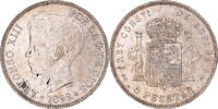 Spain 5 Pesetas Coin, Alfonso XIII, Madrid, Silver, KM:707 -
