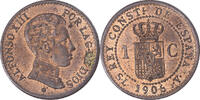 Spain Centimo Coin, Alfonso XIII, Madrid, Bronze, KM:726 -