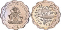 Bahamas 10 Cents Coin, Elizabeth II, Franklin Mint, Proof -
