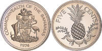 Bahamas 5 Cents Coin, Elizabeth II, Franklin Mint, Proof -