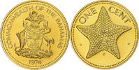 Bahamas Cent Coin, Elizabeth II, Franklin Mint, Proof, Brass -
