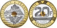 France 20 Francs Coin, Mont Saint Michel, Monnaie de Paris, BE -