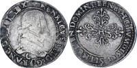 France 1/2 Franc au col plat Henri III, Poitiers, Silver -