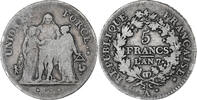 France 5 Francs Directoire, Union et Force, Paris, Silver -