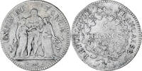 France 5 Francs Directoire, Union et Force, Bordeaux, Silver -