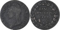 France 5 Centimes Dupré, Bordeaux, Copper, KM:640 -