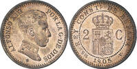 Spain 2 Centimos Alfonso XIII, Madrid, Copper, KM:722 -