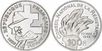 France 100 Francs Jean Moulin, Monnaie de Paris, BE, Silver -