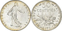 France 50 Centimes Coin, Semeuse, Paris, Silver, KM:854 -