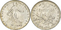 France 50 Centimes Coin, Semeuse, Paris, Silver, KM:854 -