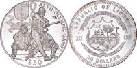 Liberia 20 Dollars Coin, Olympic Games, Baseball, Silver -