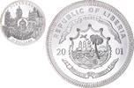 Liberia 20 Dollars Coin, Portugal, Silver -