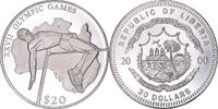 Liberia 20 Dollars Coin, Olympic Games, High Jump, Silver -