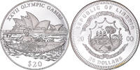 Liberia 20 Dollars Coin, Olympic Games, Canoe Kayak, Silver -