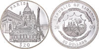 Liberia 20 Dollars Coin, PARIS, Silver -