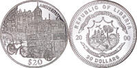 Liberia 20 Dollars Coin, Amsterdam, Silver -