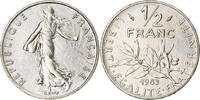 France 1/2 Franc Coin, Semeuse, Paris, FDC, Nickel, KM:931.1 -