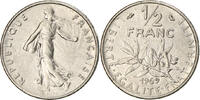 France 1/2 Franc Coin, Semeuse, Paris, Nickel, KM:931.1 -
