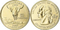 United States Quarter Coin, Montana, U.S. Mint, Denver, golden -
