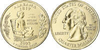 United States Quarter Coin, Alabama, U.S. Mint, golden -