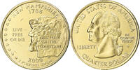 United States Quarter Coin, New Hampshire, U.S. Mint, Denver, golden -