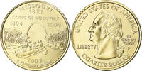 United States Quarter Coin, Missouri, U.S. Mint, Denver, golden -