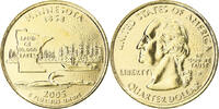 United States Quarter Coin, Minnesota, U.S. Mint, Denver, golden -