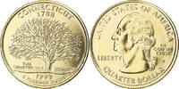 United States Quarter Coin, Connecticut, U.S. Mint, Denver, golden -
