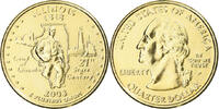 United States Quarter Coin, U.S. Mint, Philadelphia, golden -