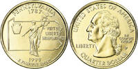United States Quarter Coin, Pennsylvania, U.S. Mint, Denver, golden -