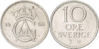 Sweden 10 Öre Coin, Gustaf VI, Copper-nickel, KM:835 -