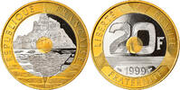 France 20 Francs 1999 Paris Coin, Mont Saint Michel, Paris, Proof MS(65-70)